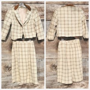 Vintage 1950s 60s Plaid 2-pc Skirt Jacket